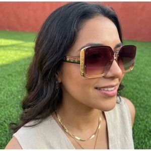 Louis Vuitton Gradient Brown & Gold Oversized Women's Sunglasses